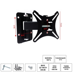 Ufix-22kh lcd askı aparatı hareketli tek kol 22 inç 55cm