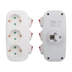 Vea ve-22417 16 amper - 3500 watt 3lü ayri anahtarli priz