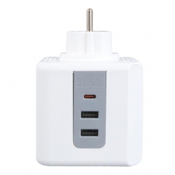 VEA VE-23089 2X USB 1X Type-C 3'Lü Çocuk Ve Termal Korumalı Grup Priz