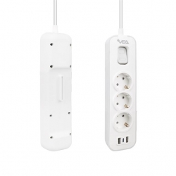 Vea VE-NOVA103U A Class 3'Lü 2 Usb'li Anahtarlı 1.5 Metre Akım Korumalı Priz