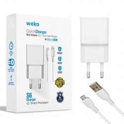 Weko wk-21434 s6 2.1 amper şarj başlik adaptörü + micro usb kablo(no:3)