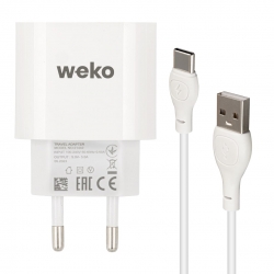 Weko wk-21442 pdu qc 3.0 amper şarj başlik adaptörü + type-c kablo (no:1)
