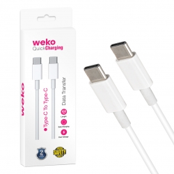 Weko wk-21444 type-c to type-c 1 metre beyaz şarj kablosu