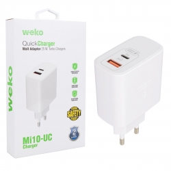 Weko wk-21446 mi10-uc 25 watt 3.0 amper type-c + usb şarj başlik adaptörü