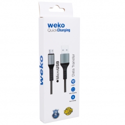 Weko wk-22023 usb to micro usb örgülü gri 1 mt şarj kablosu (no:14)