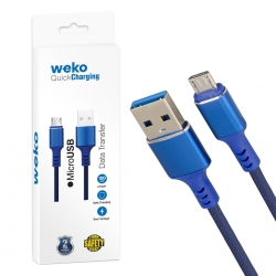 Weko wk-22023 usb to micro usb örgülü lacivert 1 mt şarj kablosu (no:14)