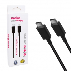 Weko wk-26526 type-c to type-c 1 metre 5a siyah şarj kablosu