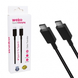 Weko Wk-26526 Type-C To Type-C 1 Metre 5A Siyah Şarj Kablosu