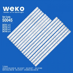 Wkset-5045 34741x4 34742x4 34743x4 34744x4 arcelik_55_apollon_8x8+8x7_2121c 16 adet led bar
