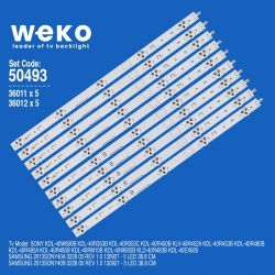 Wkset-5493 36011x5 36012x5 samsung 2013sony40 10 adet led bar (38,8cm)