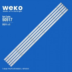 Wkset-5517 35211x5 gj-2k15-430-d510-17.8mm-v4(pitch 88.5mm) 5 adet led bar