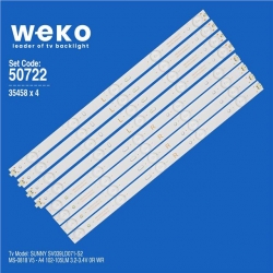 Wkset-5722 35458X4 Ms-0818 V5 - A4 102-105Lm 3.2-3.4V 0R Wr 4 Adet Led Bar  İkiye Bölünmüş