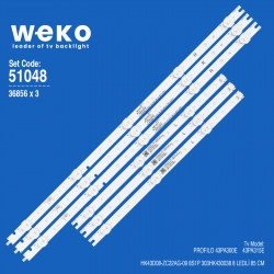 Wkset-6048 36856x3 hk43d08-zc22ag-09 8s1p 303hk430038 3 adet led bar(bölünmüş 6 adet)