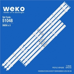 Wkset-6048 36856X3 Hk43d08-Zc22ag-09 8S1P 303Hk430038 3 Adet Led Bar(Bölünmüş 6 Adet)