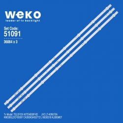 Wkset-6091 36884x3 kj395d08-zc22ag-03 8s1p 303kj395038 3 adet led bar