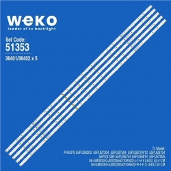 Wkset-6353 36401X5 36402X5 Lb-Gm3030-Gj0d22555x10an22-L/R-1-H 107,8 Cm Birleştirilmiş Led Kodu 5 Adet Led Bar