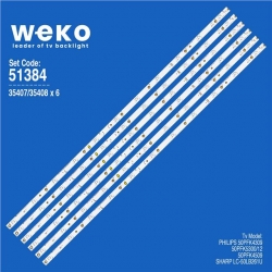 Wkset-6384 35407X6 35408X6 500Tt26 V5 R 500Tt56 V0 L Type Birleştirilmiş Led Kodu 6 Adet Led Bar