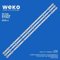 Wkset-6537 35730x3 lg innotek 32inch funai reva - vdvled0gs049 rev.a  3 adet led bar