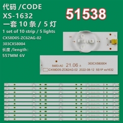Wkset-6538 37227X10 Cx58d05-Zc62ag-02 303Cx58004 5S1P  10 Adet Led Bar