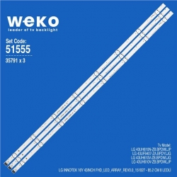 Wkset-6555 35791X3 Lg Innotek 16Y 43Inch Fhd_Led_Array_Rev0.0_151027  3 Adet Led Bar (Orjinal Ürün)