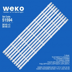 Wkset-6594 36145x5 36146x5 k500wd 4708-k500wd-a3213k01 typ-a/b 10 adet led bar
