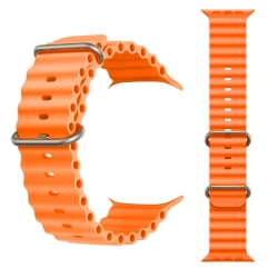 Yeni nesil apple uyumlu akilli saat kordonu silikon 42/49mm turuncu
