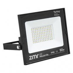 Zmr 50 Watt 6500K IP66 150 Derece 220 Volt Siyah Slim Kasa Led Projektör